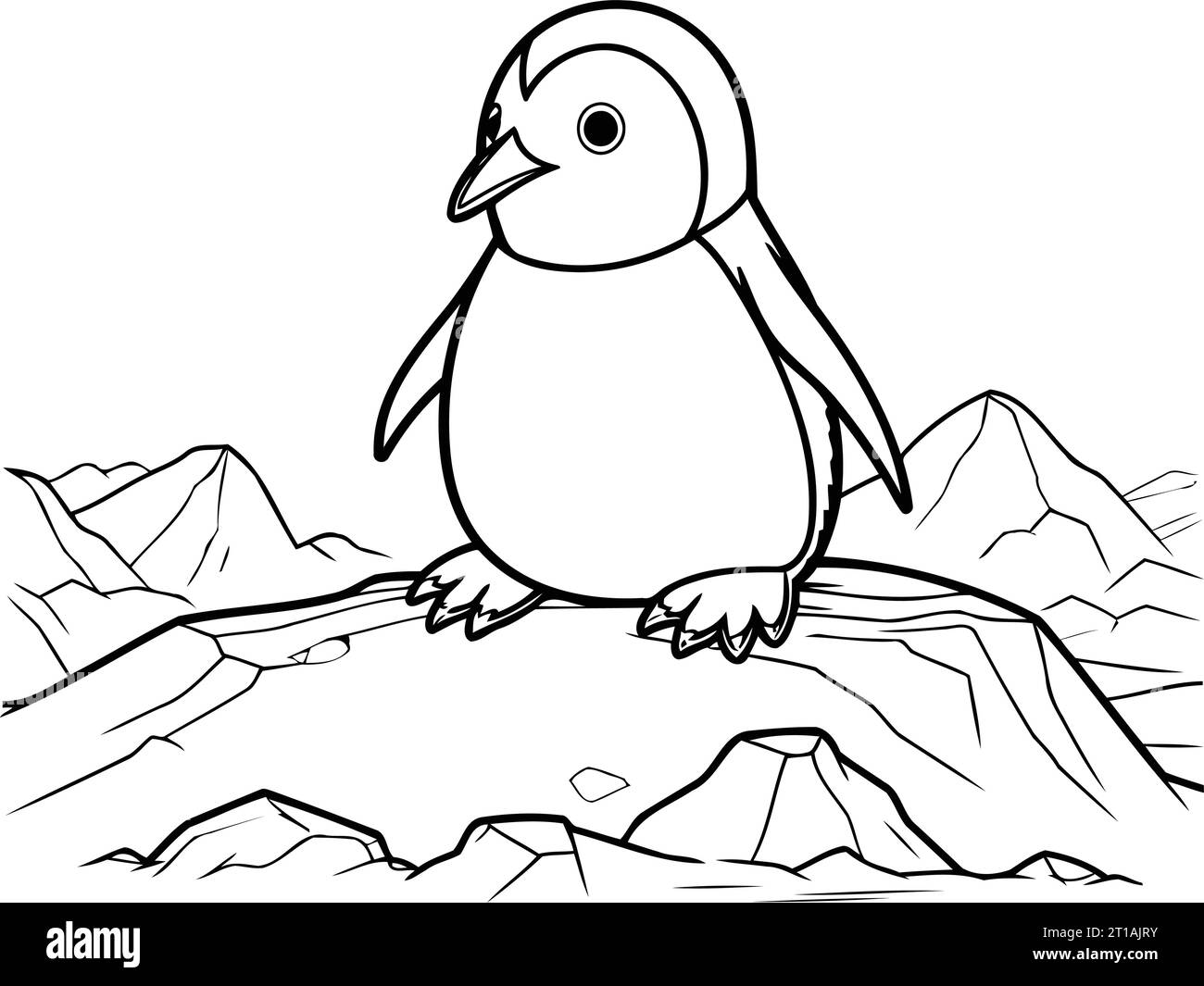 Coloring book for children. penguin on the rock. Vector illustration