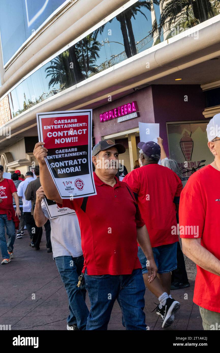 LAS VEGAS, NV October 12 Culinary Union workers picket on the Las