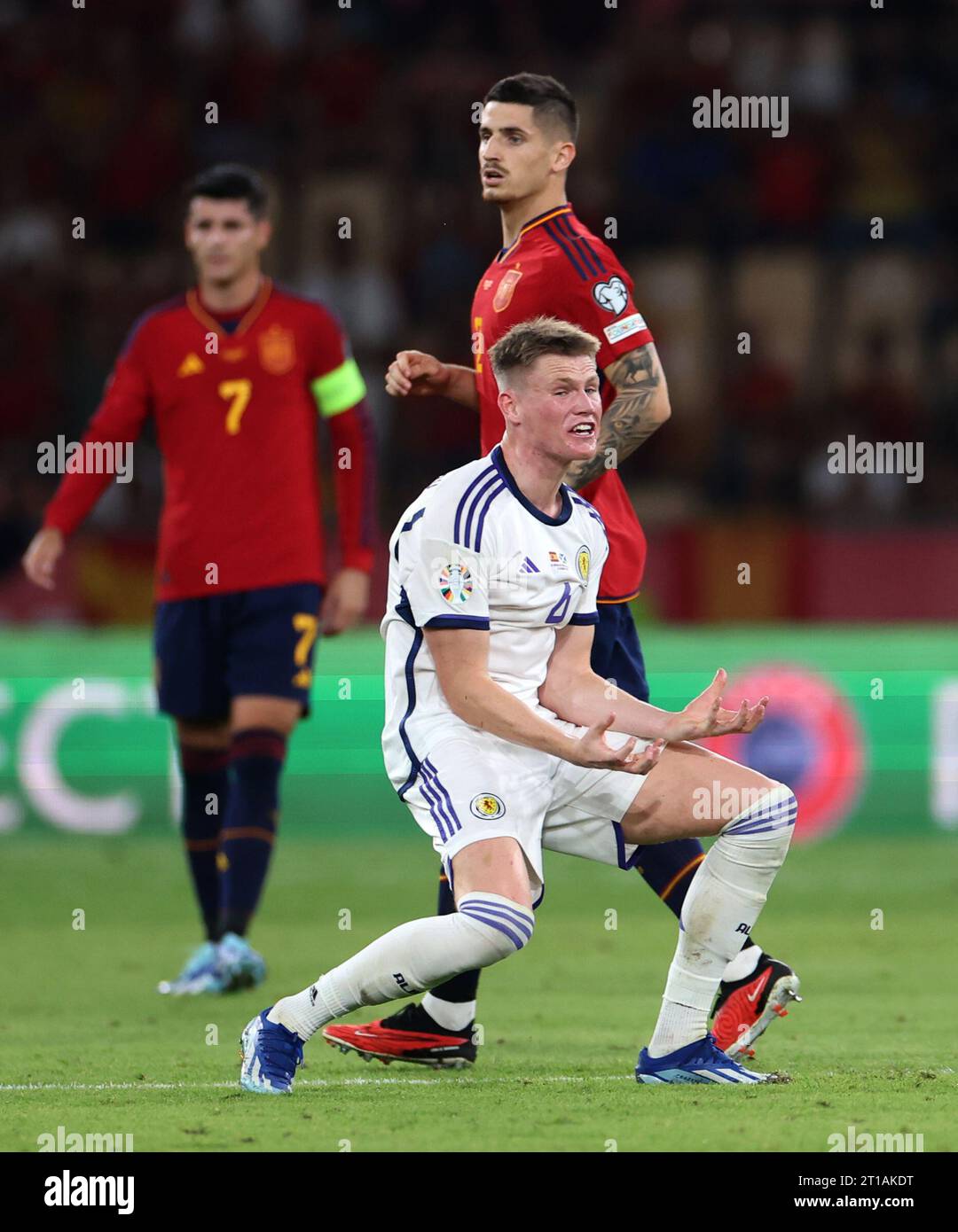 Scotland's Scott McTominay reacts during the UEFA Euro 2024 Qualifying Group D match at the Estadio La Cartuja de Sevilla in Seville, Spain. Picture date: Thursday October 12, 2023. Stock Photo