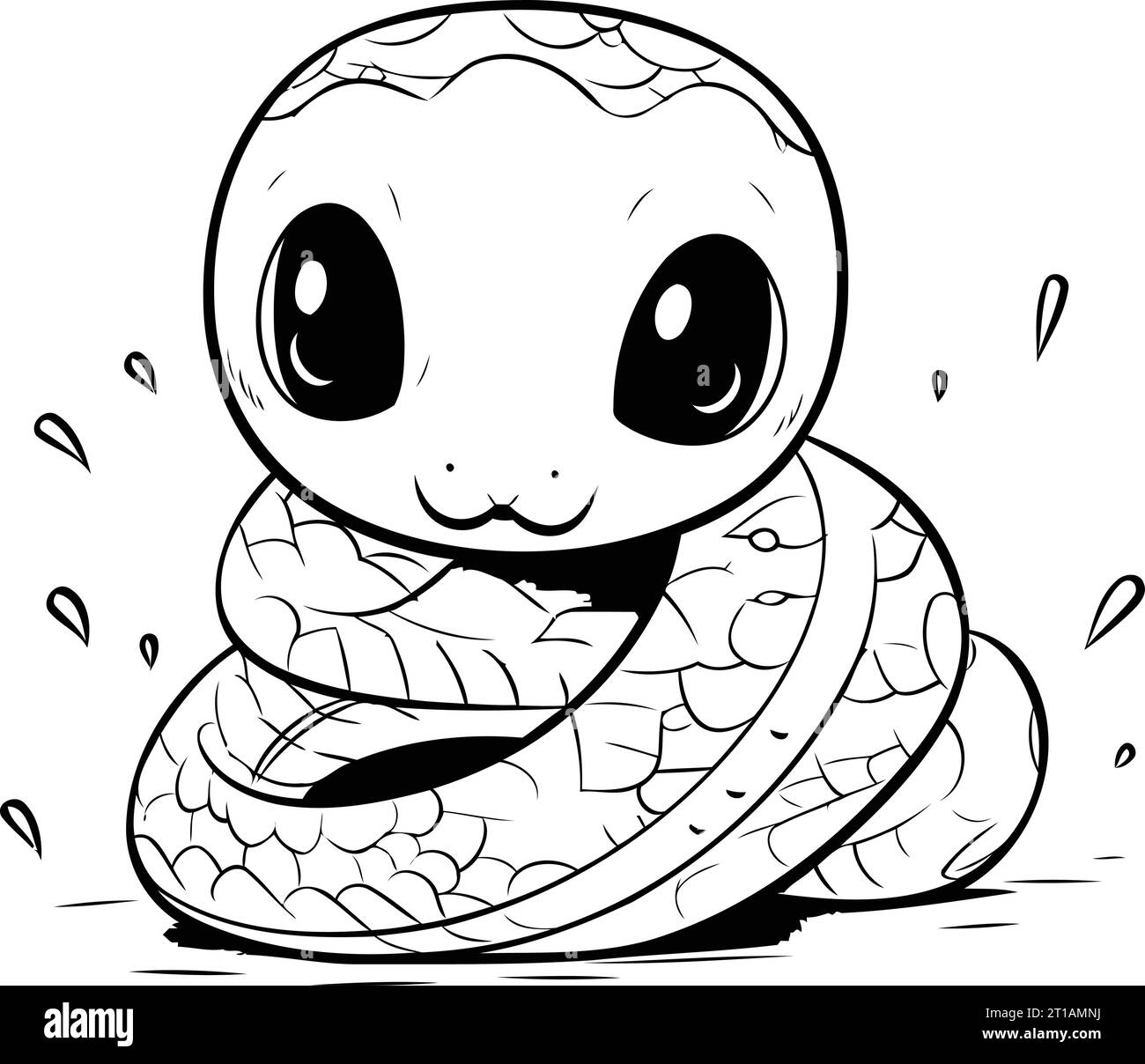 Cute cartoon snake. Vector illustration for children s coloring book. Stock Vector