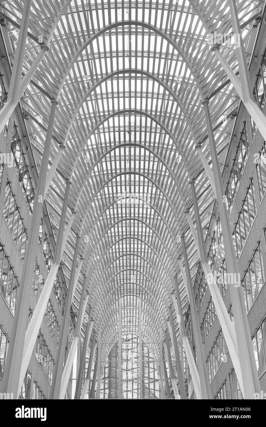 Architectural abstract of the contemporary interior ceiling of the Allan Lambert Galleria at 181 Bay Street in Toronto, Ontario Stock Photo