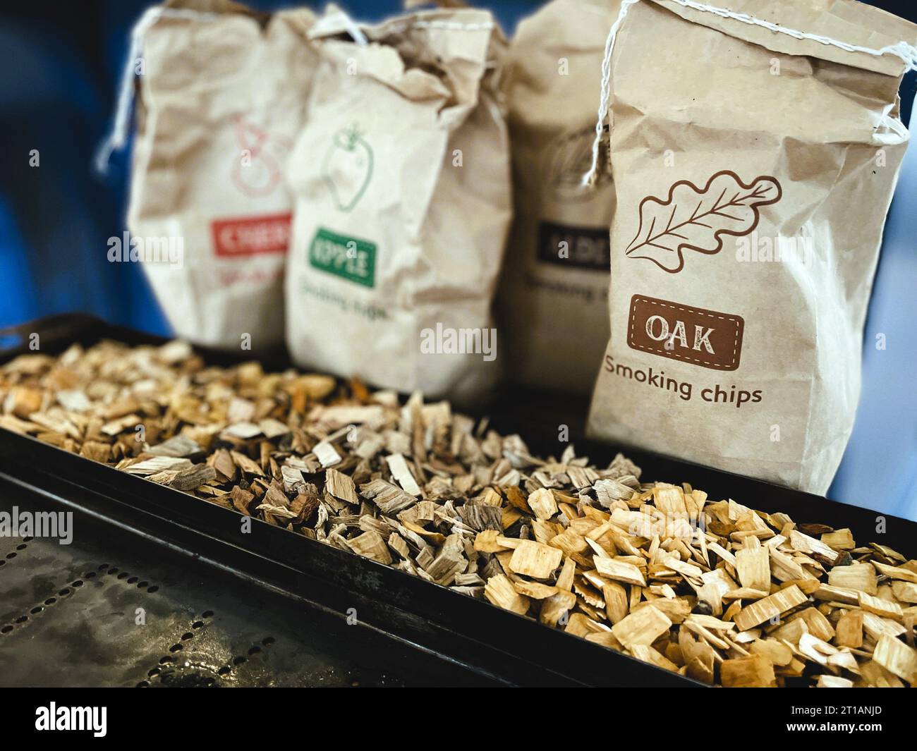 Smoking Wood Chips Ready For The Grill Stock Photo Alamy