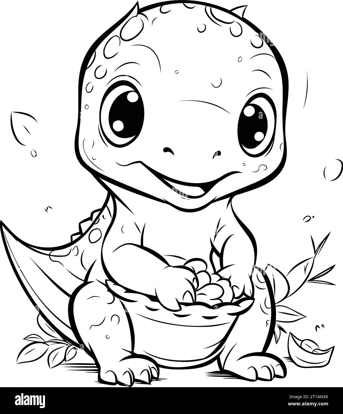Cute baby dinosaur. Vector illustration for coloring book or page Stock ...