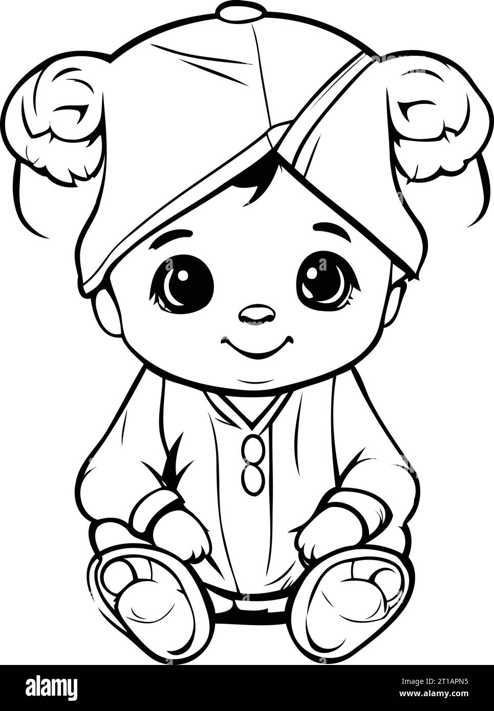 Cute cartoon baby boy in a pirate costume. Vector illustration Stock