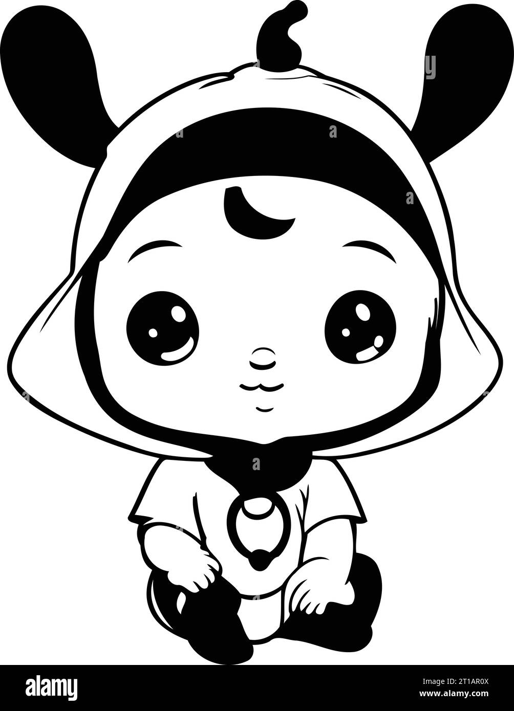 Cute little baby boy in a costume of a deer. Vector illustration Stock