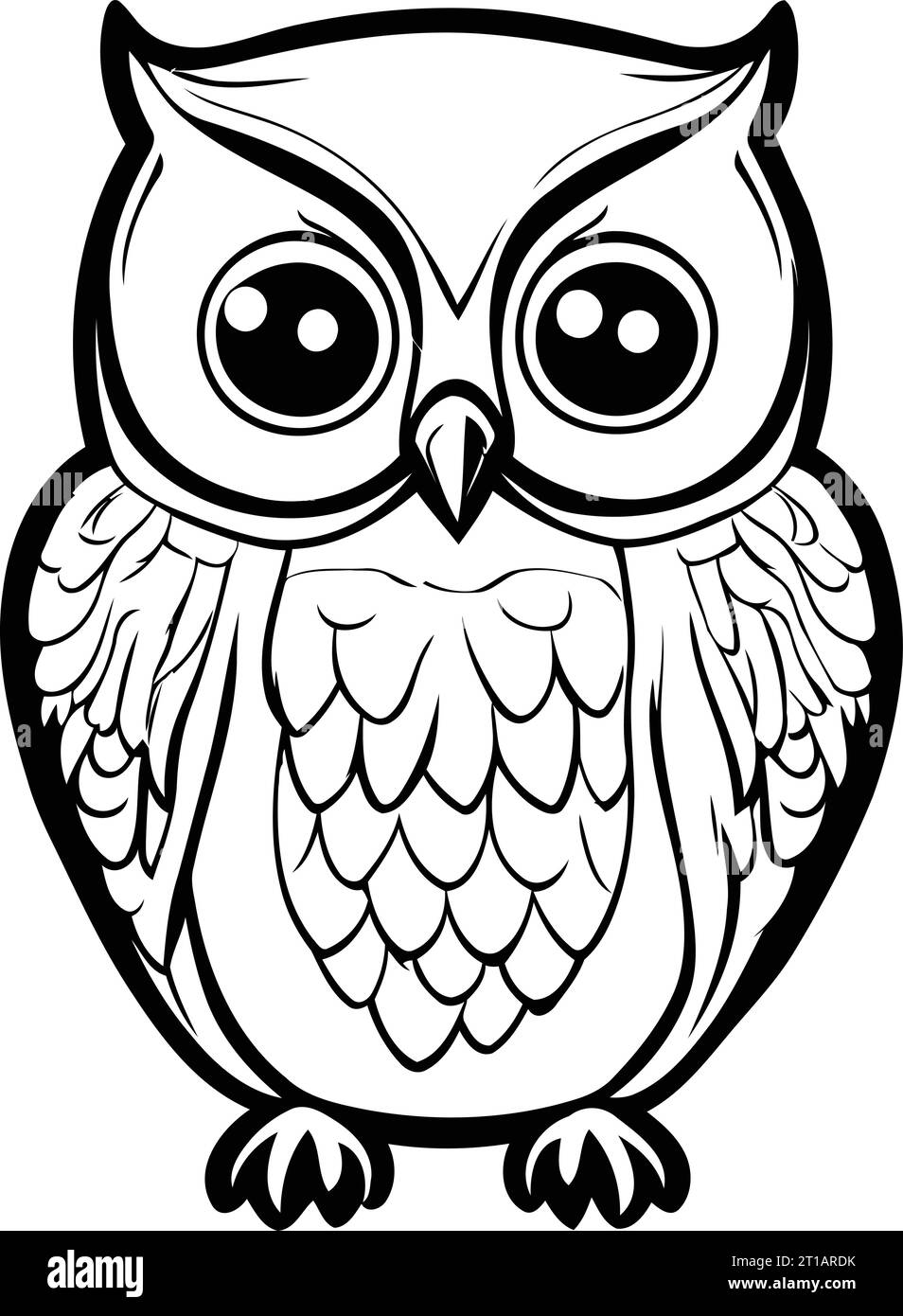 Owl Black and White Vector Illustration Isolated On White Background ...