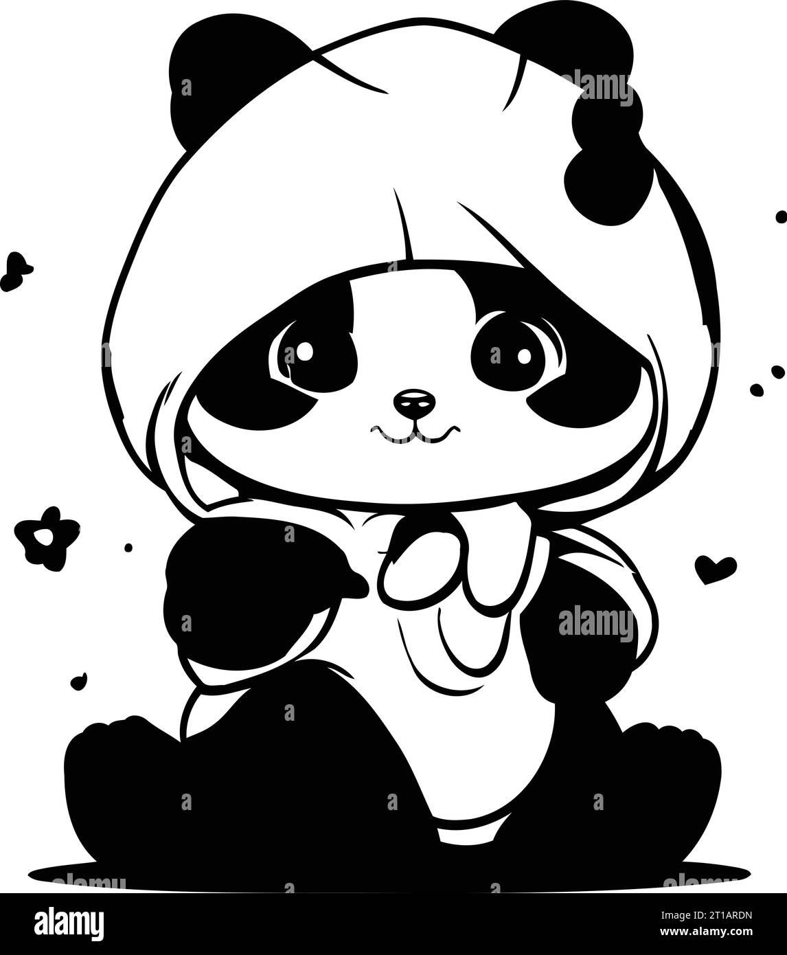 Cute panda bear in a panda costume. Vector illustration Stock Vector