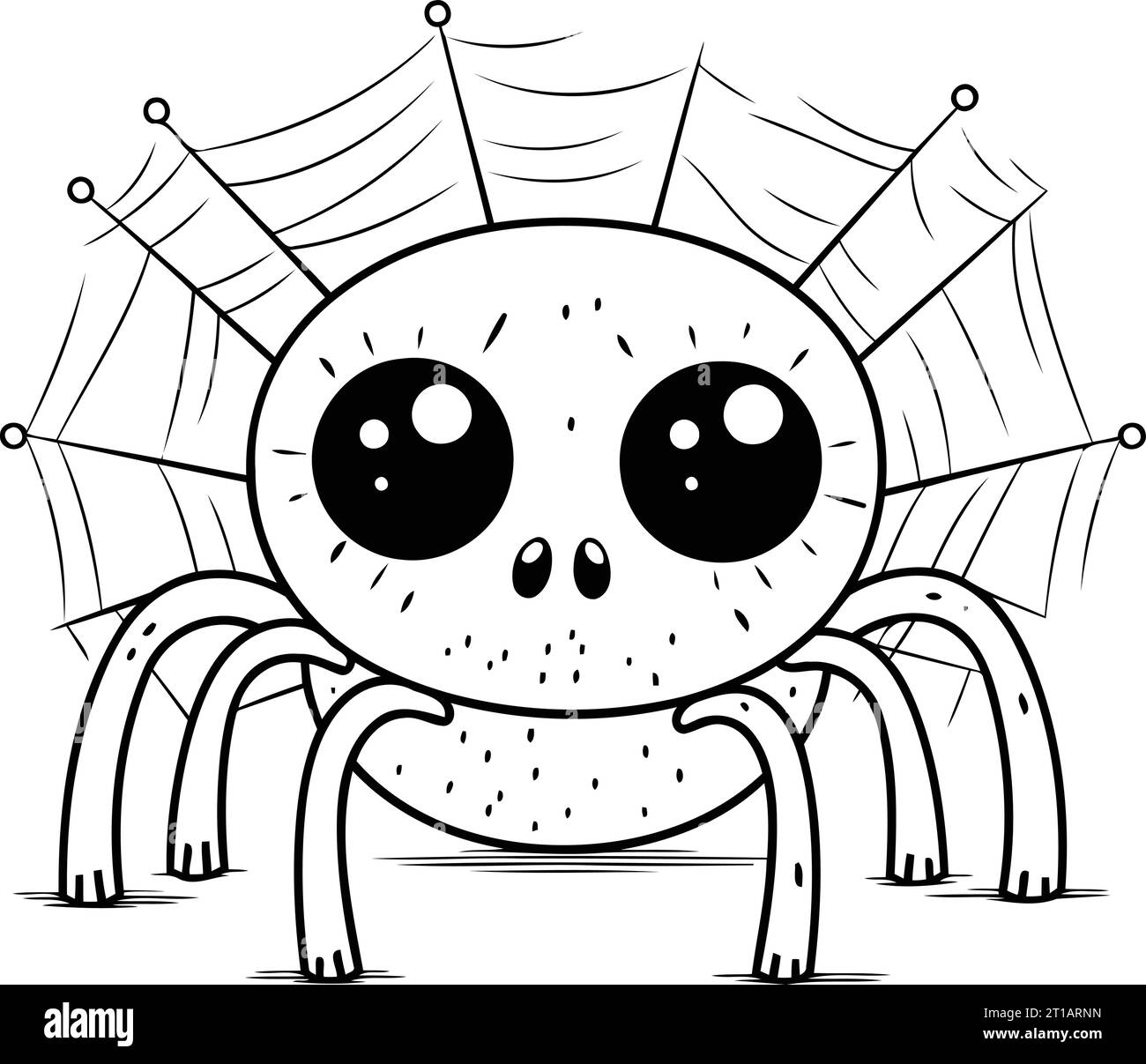Cute cartoon spider. Black and white vector illustration for coloring ...