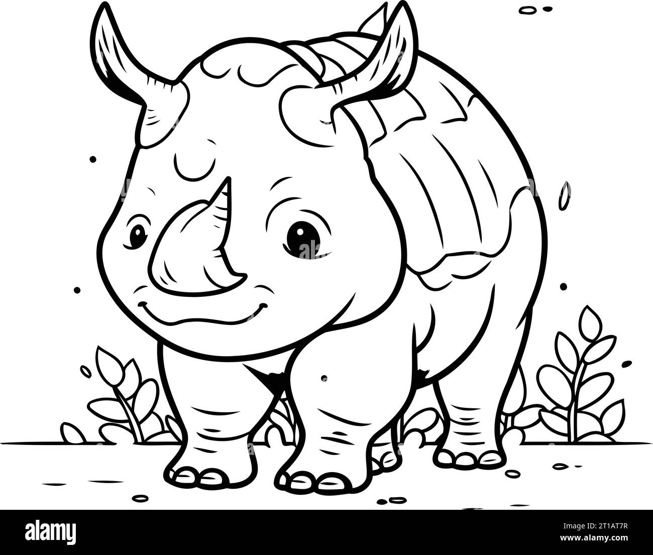 Cartoon rhinoceros. Vector illustration for coloring book Stock Vector ...