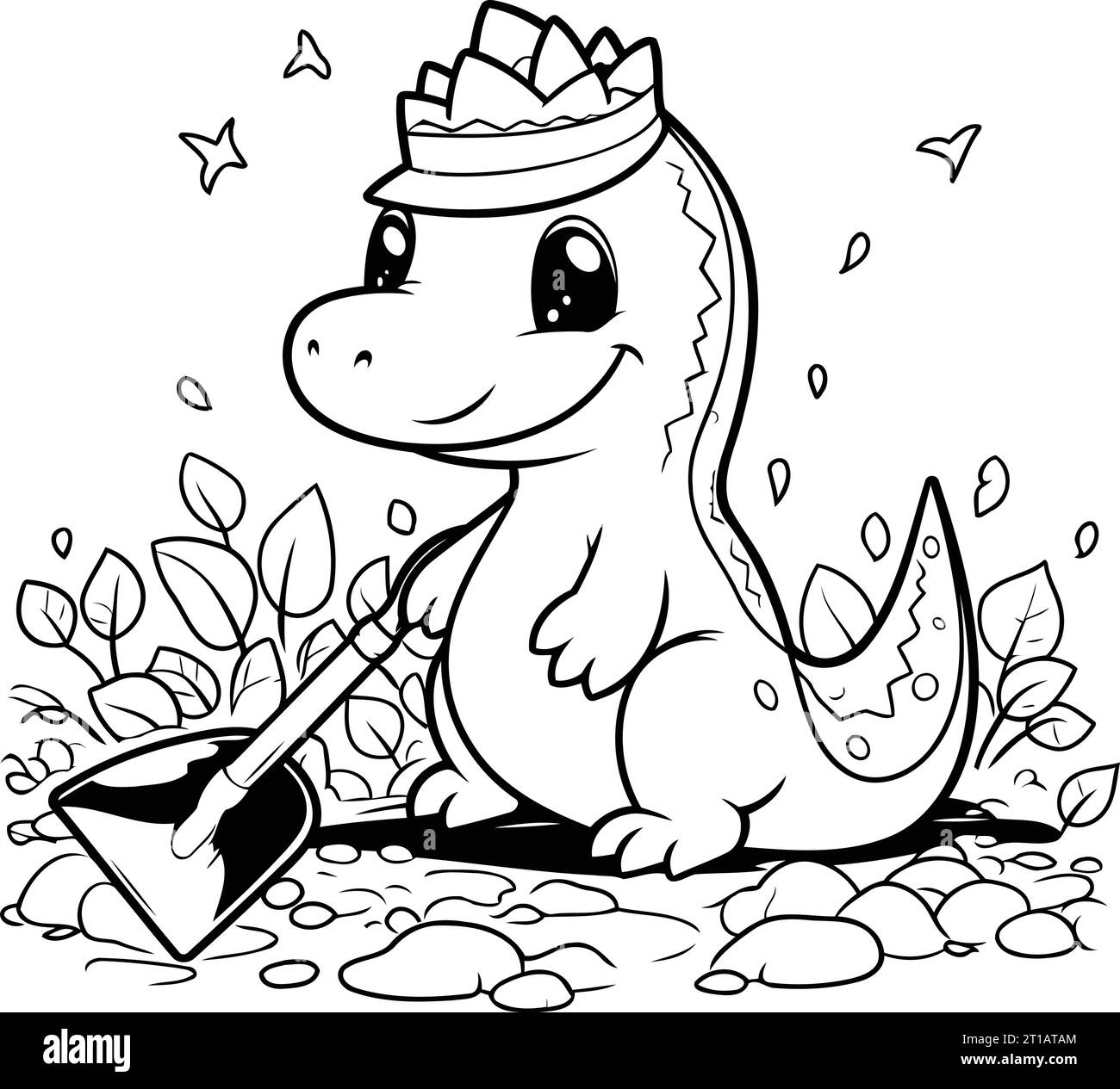 cute little dinosaur in the landscape cartoon vector illustration ...