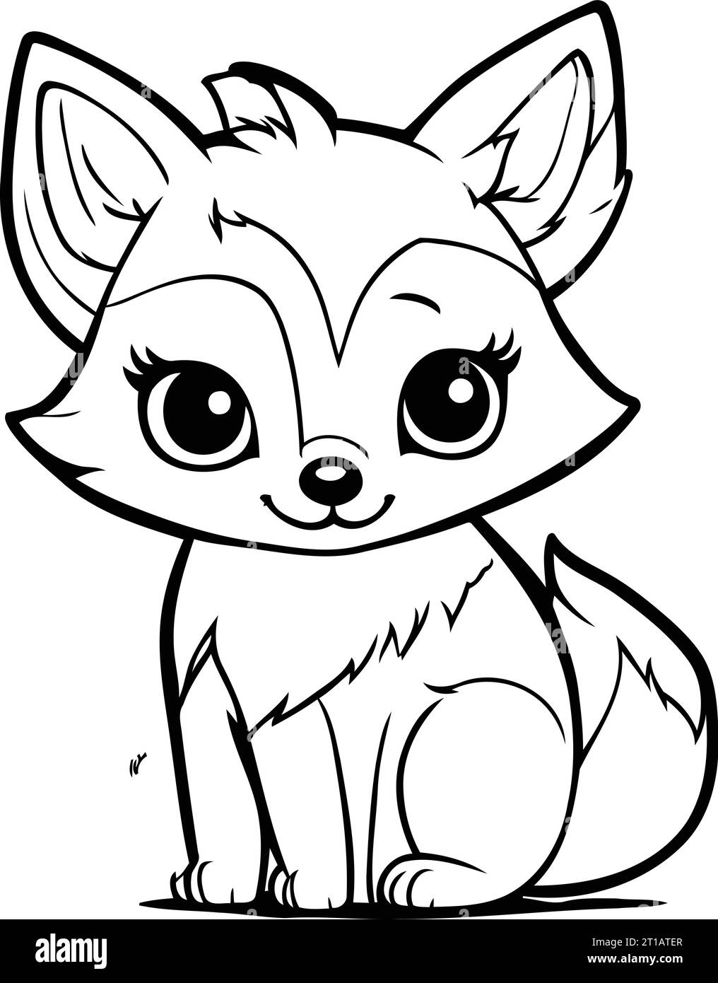 Coloring Page Outline Of Cute Cartoon Fox Animal Coloring Book Stock Vector