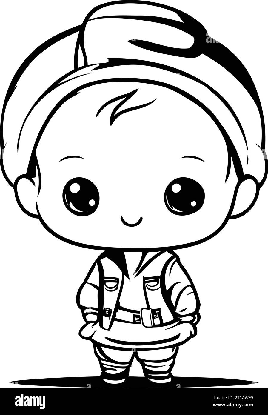 Cute little boy in a cap and overalls. Vector illustration Stock Vector ...