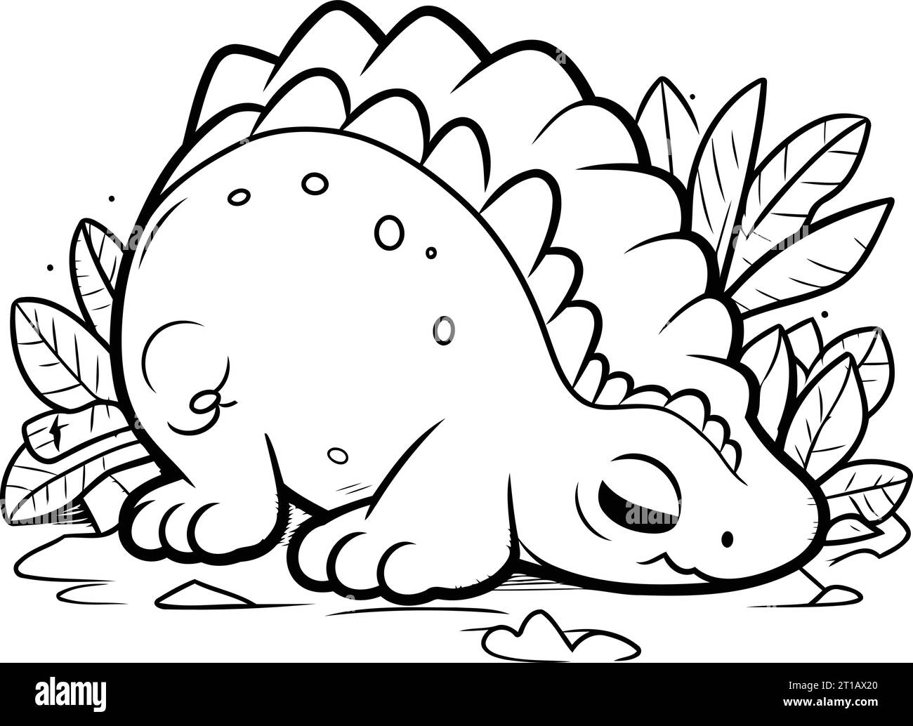 Coloring Page Outline Of Cute Dinosaur Vector Illustration Stock Vector