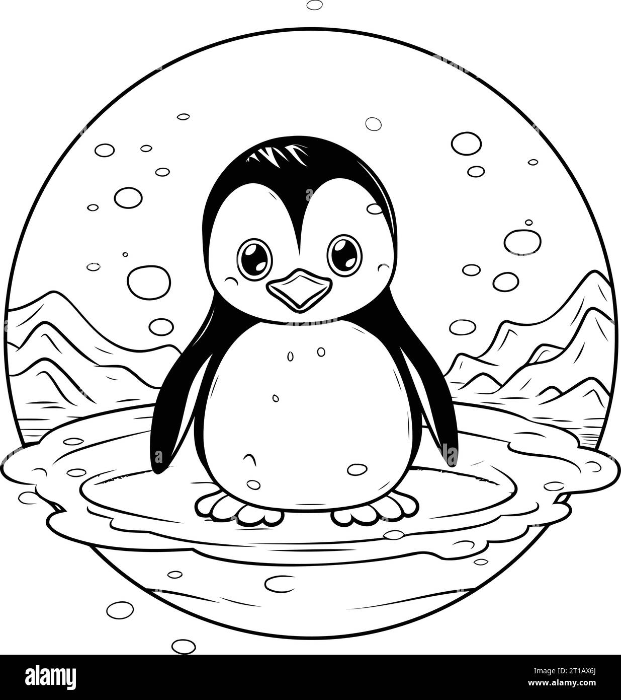cute penguin animal cartoon in the water vector illustration graphic