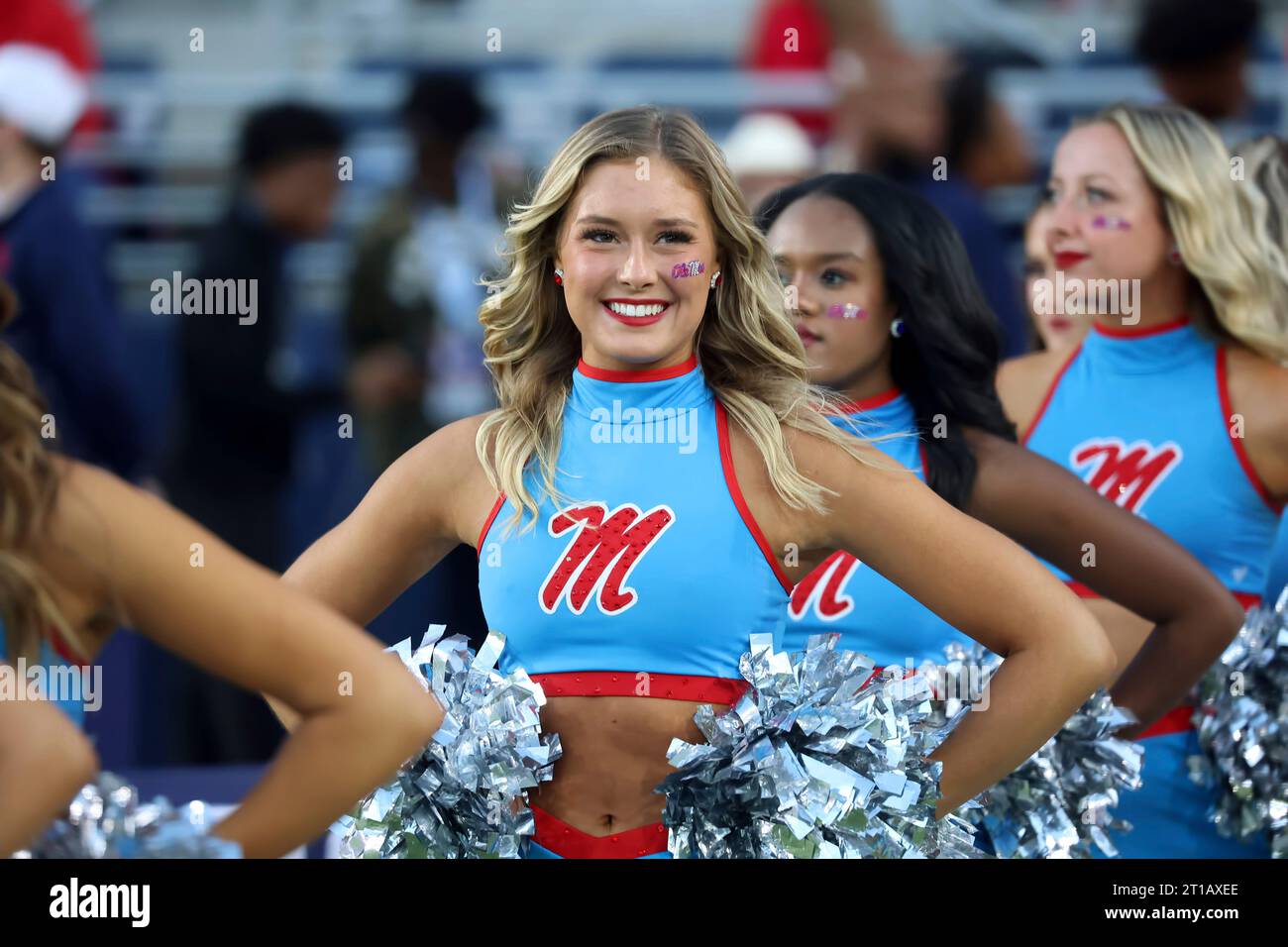 OXFORD, MS - OCTOBER 07: An Ole Miss Rebels cheerleader during the game