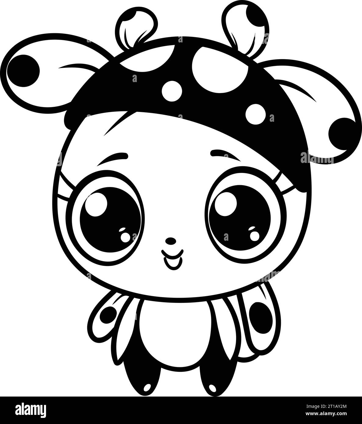 cute little giraffe with ladybug costume vector illustration designicon
