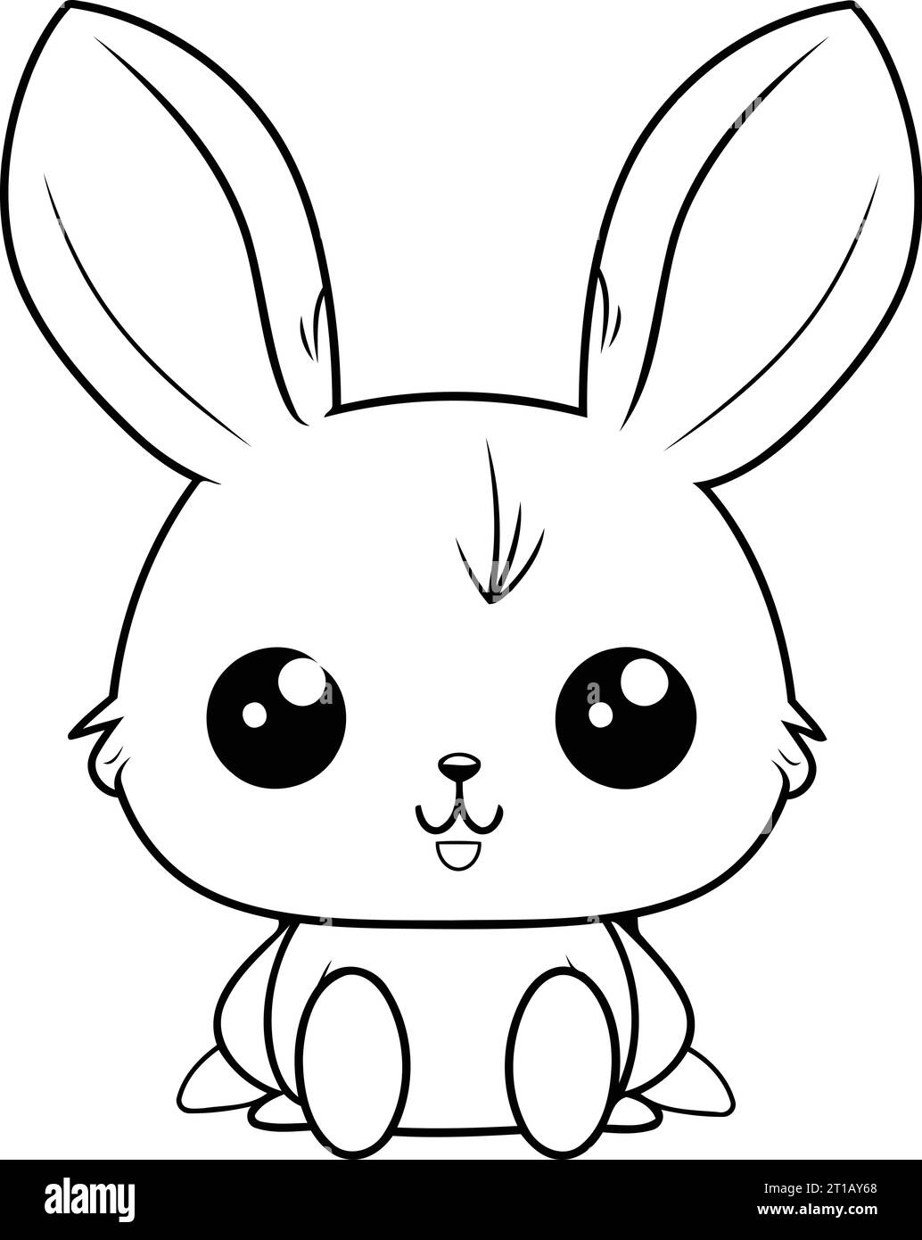 cute little rabbit cartoon vector illustration graphic design in black ...