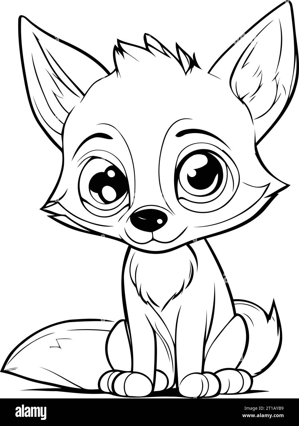 Funny cartoon fox. Vector illustration. Coloring book for children ...