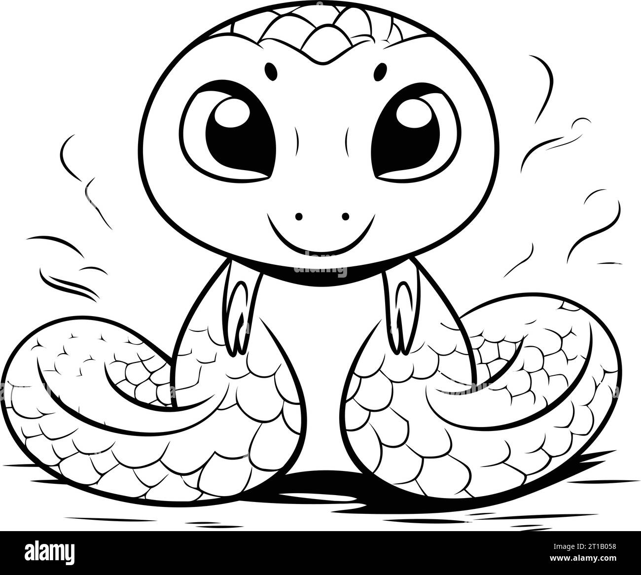 Cute cartoon snake. Coloring book for children. Vector illustration. Stock Vector