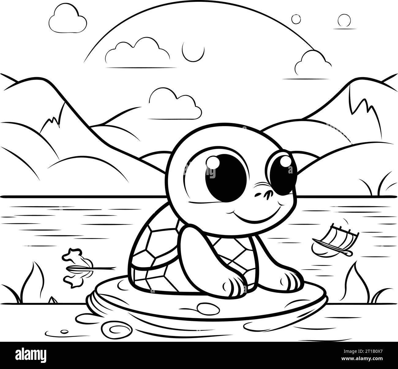 Monkey on a swing. Vector illustration. Coloring book for children ...