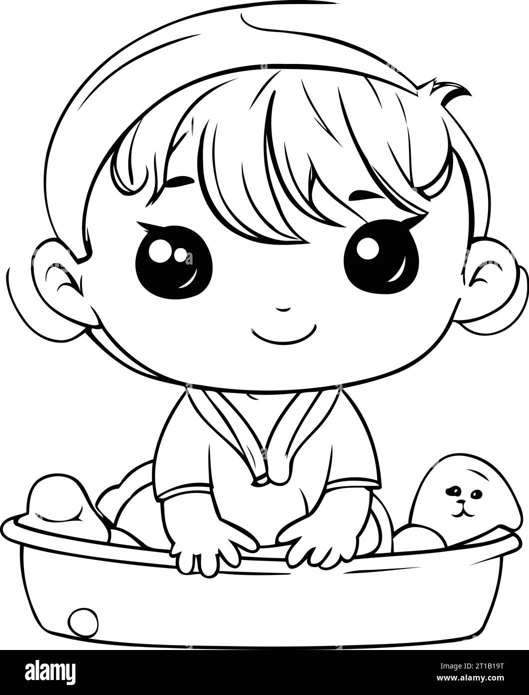 Cute Little Baby Boy Playing In The Bathtub Vector Illustration Stock cute-little-baby-boy-playing-in-the-bathtub-vector-illustration-stock