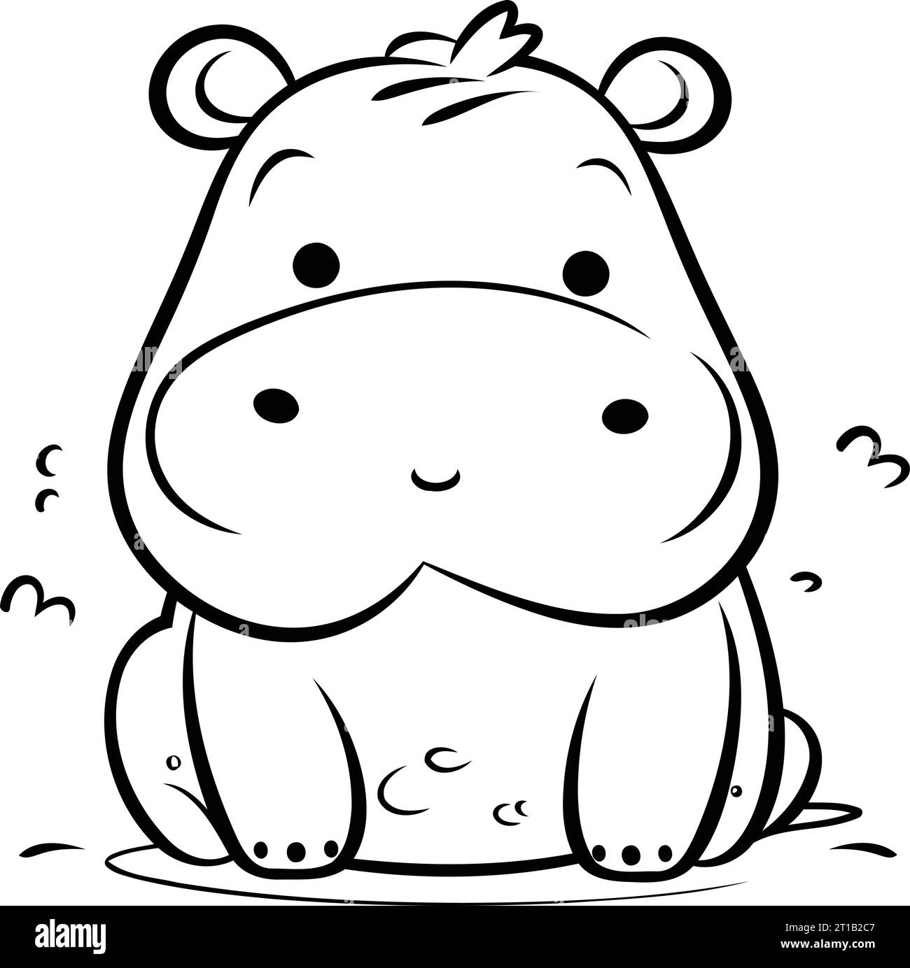 Coloring book for children. Hippo. Cartoon style. Vector illustration
