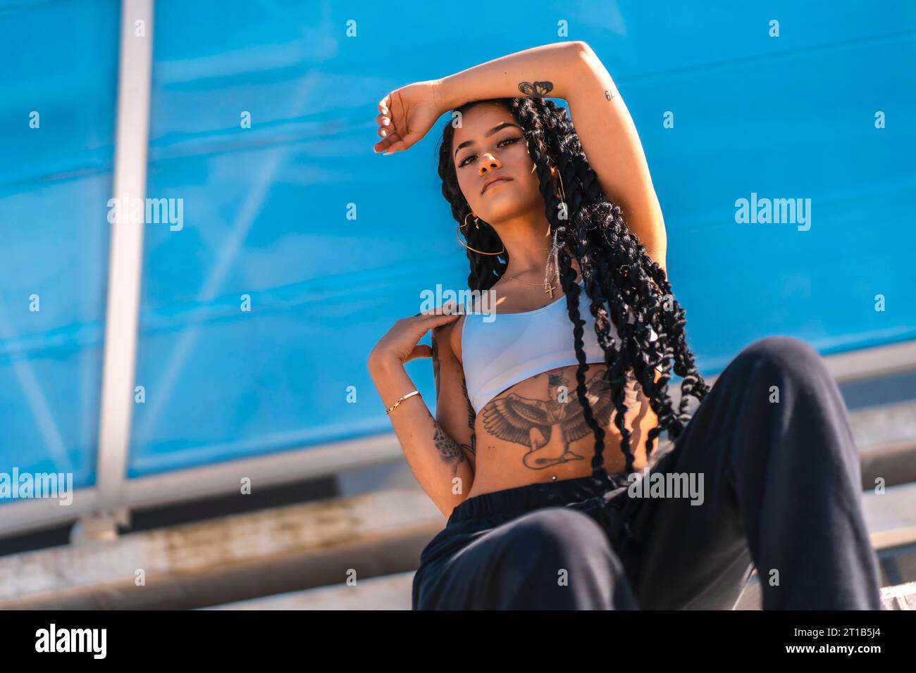 Stylish black woman braids hi-res stock photography and images - Alamy