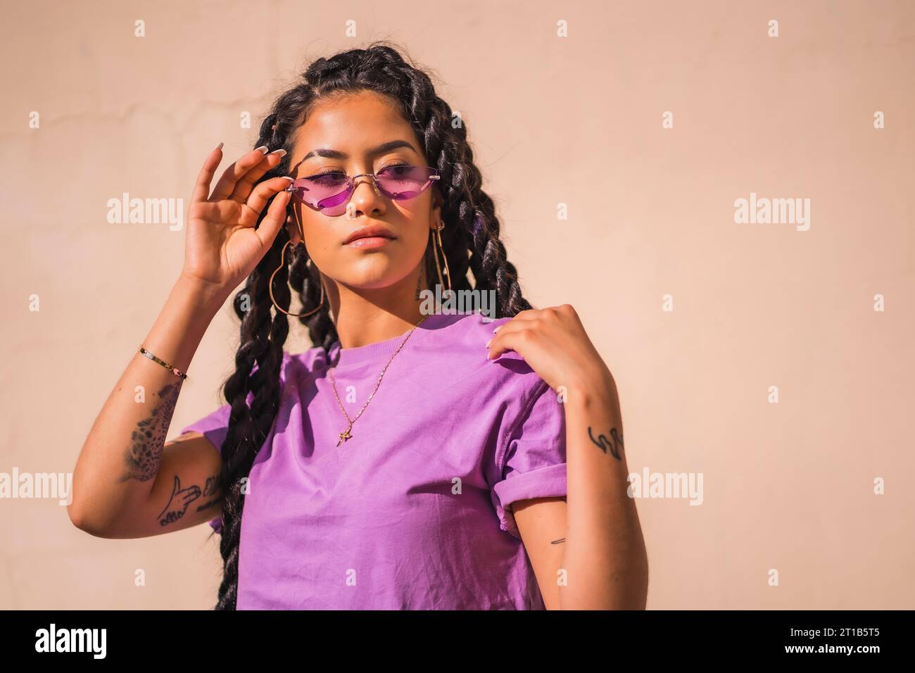Woman wearing glasses braids hi-res stock photography and images - Alamy