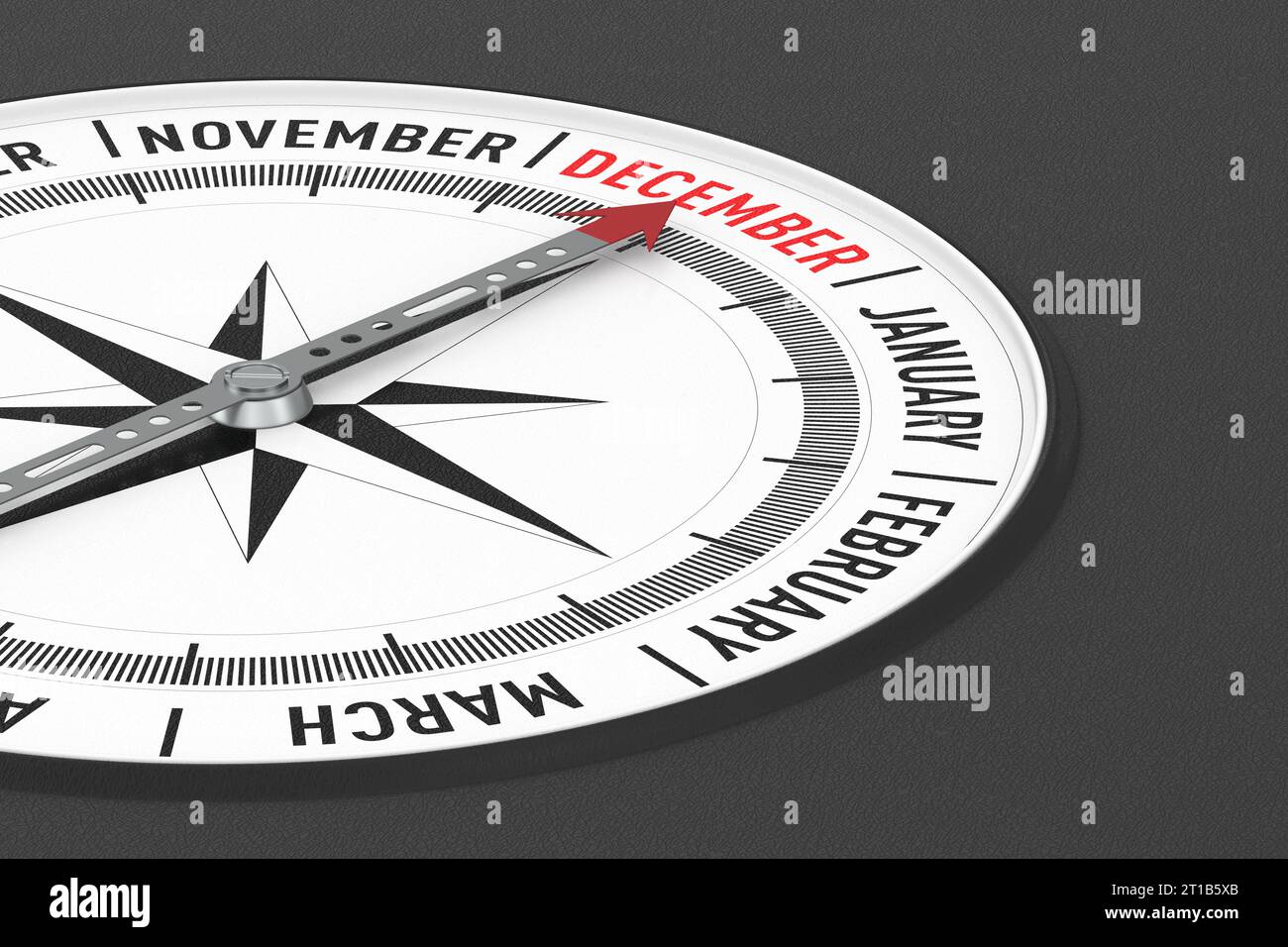 calendar and compass on black background. 3D illustration Stock Photo