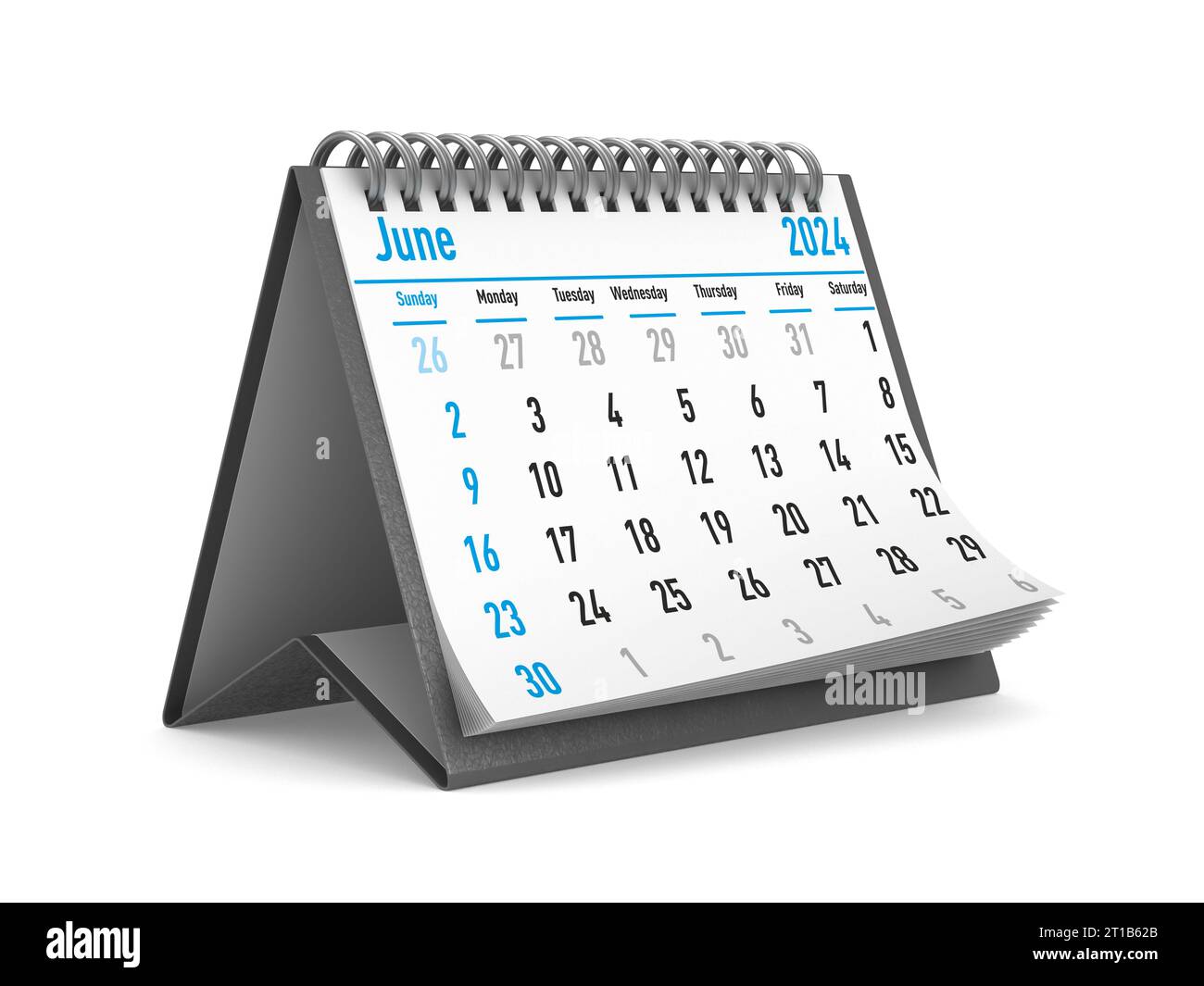 2024 year. Calendar for June. Isolated 3D illustration Stock Photo