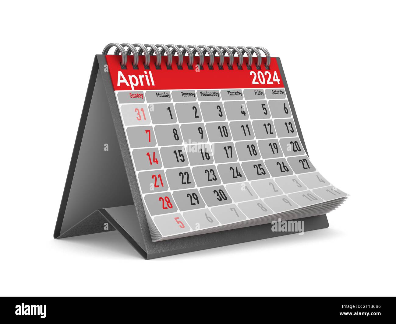 2024 year. Calendar for April. Isolated 3D illustration Stock Photo
