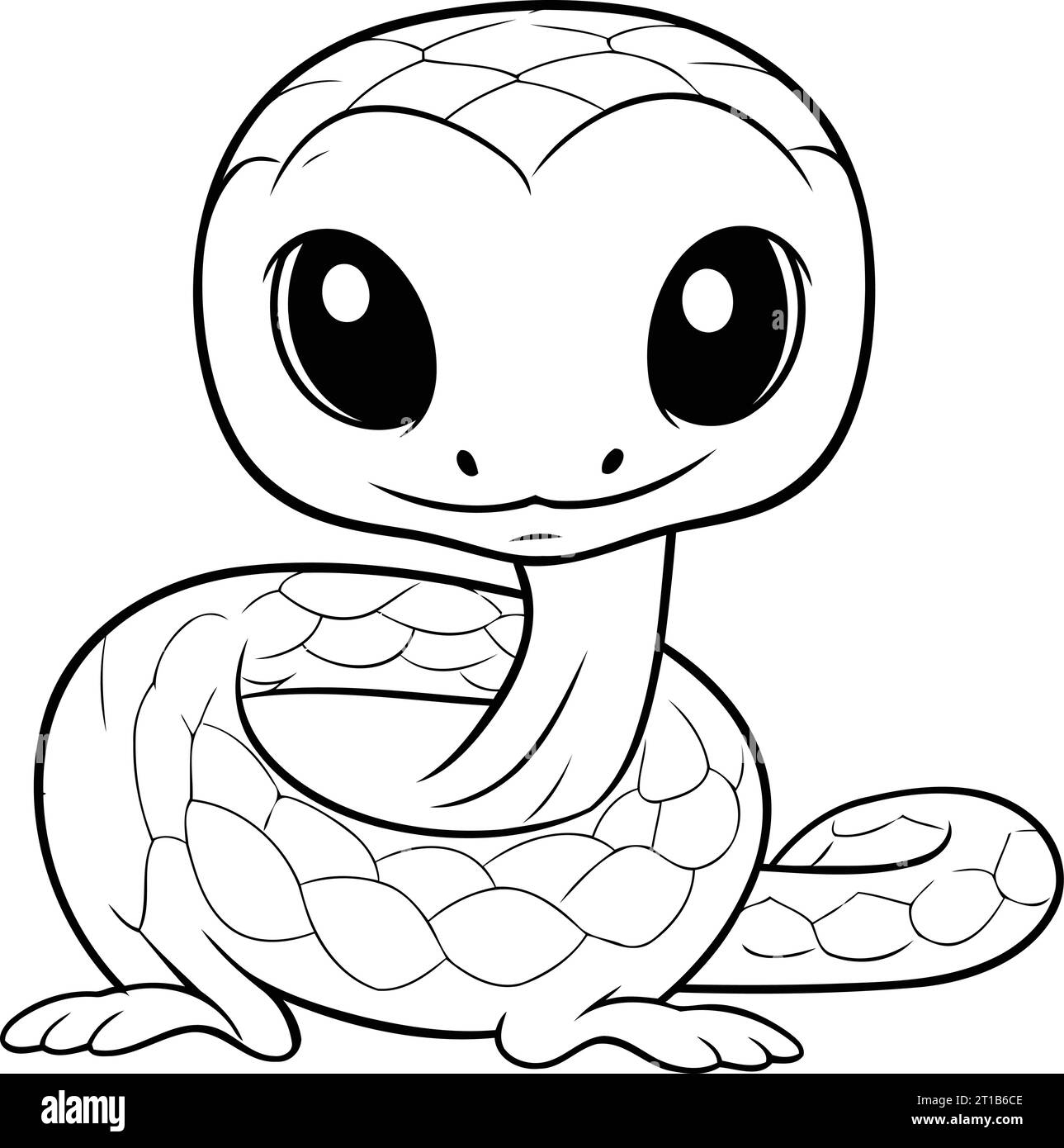 Cute little baby snake. Coloring book for children. Vector illustration ...