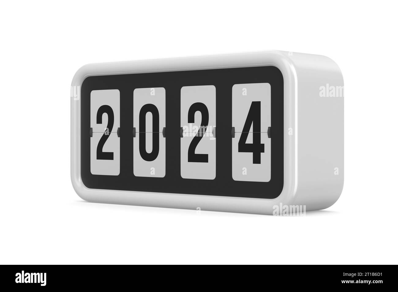 Flip black scoreboard 2024 on white background. Isolated 3D illustration Stock Photo