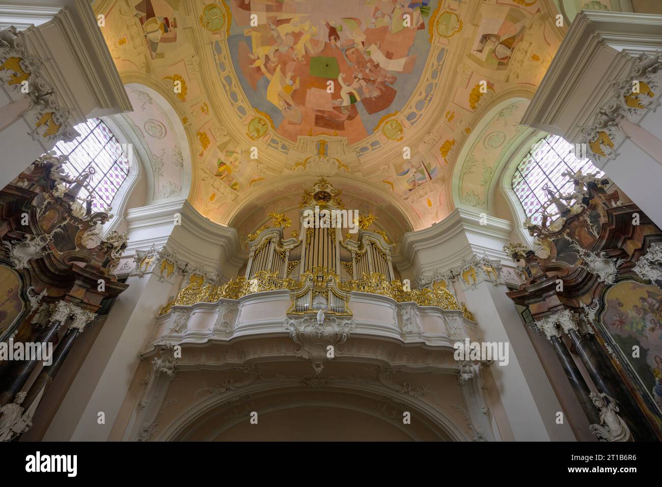 Organ in the Collegiate Church, Engelhartszell, Upper Austria, Austria Stock Photo