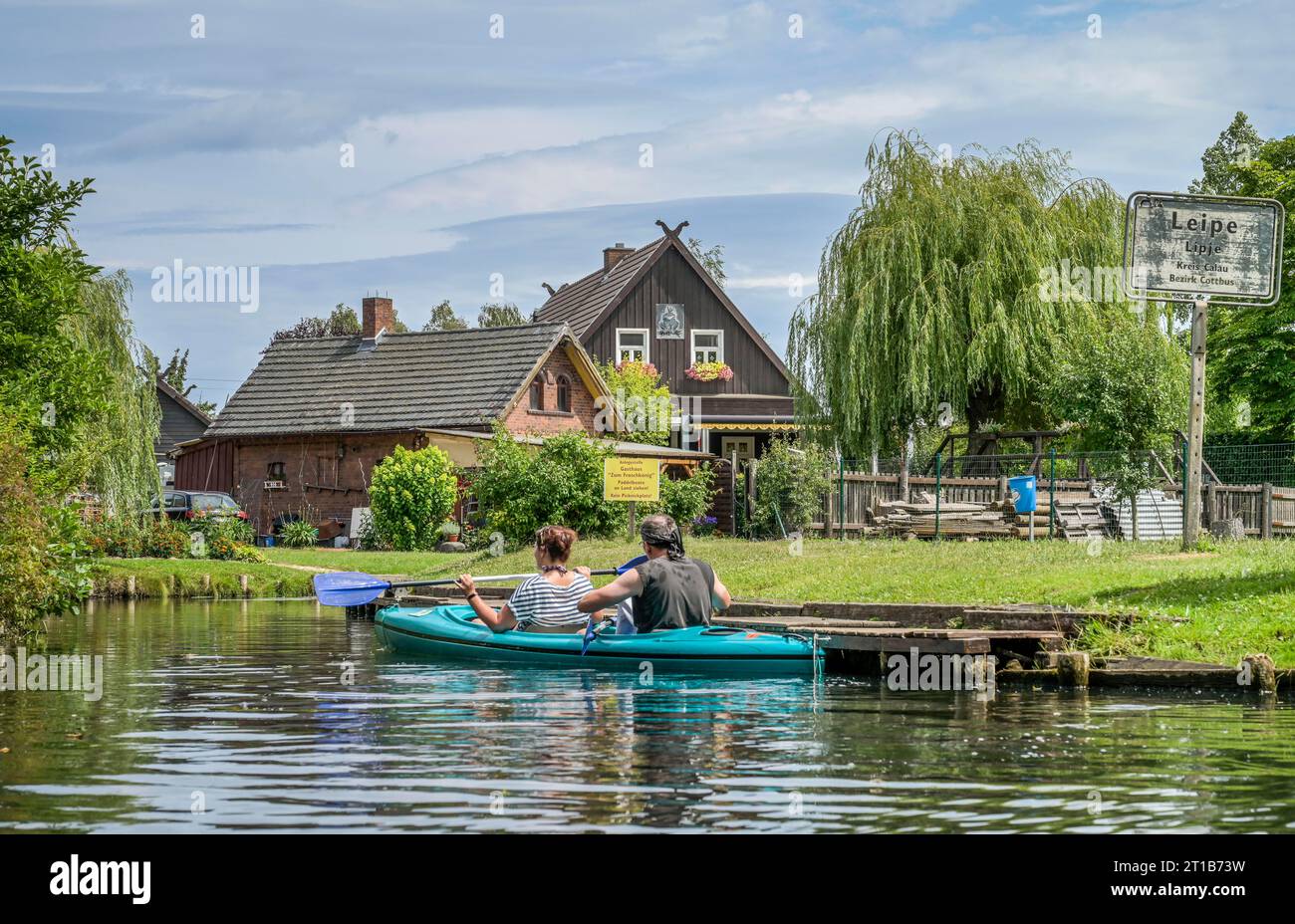 Canoe, water walker, river near Leipe in the Spreewald, Brandenburg, Germany Stock Photo