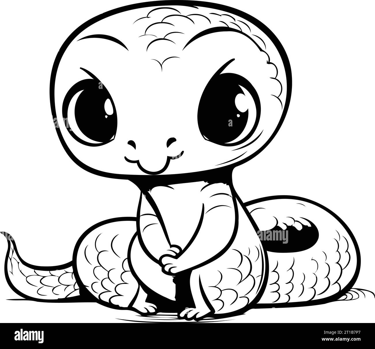 Cute cartoon snake isolated on a white background. Vector illustration. Stock Vector