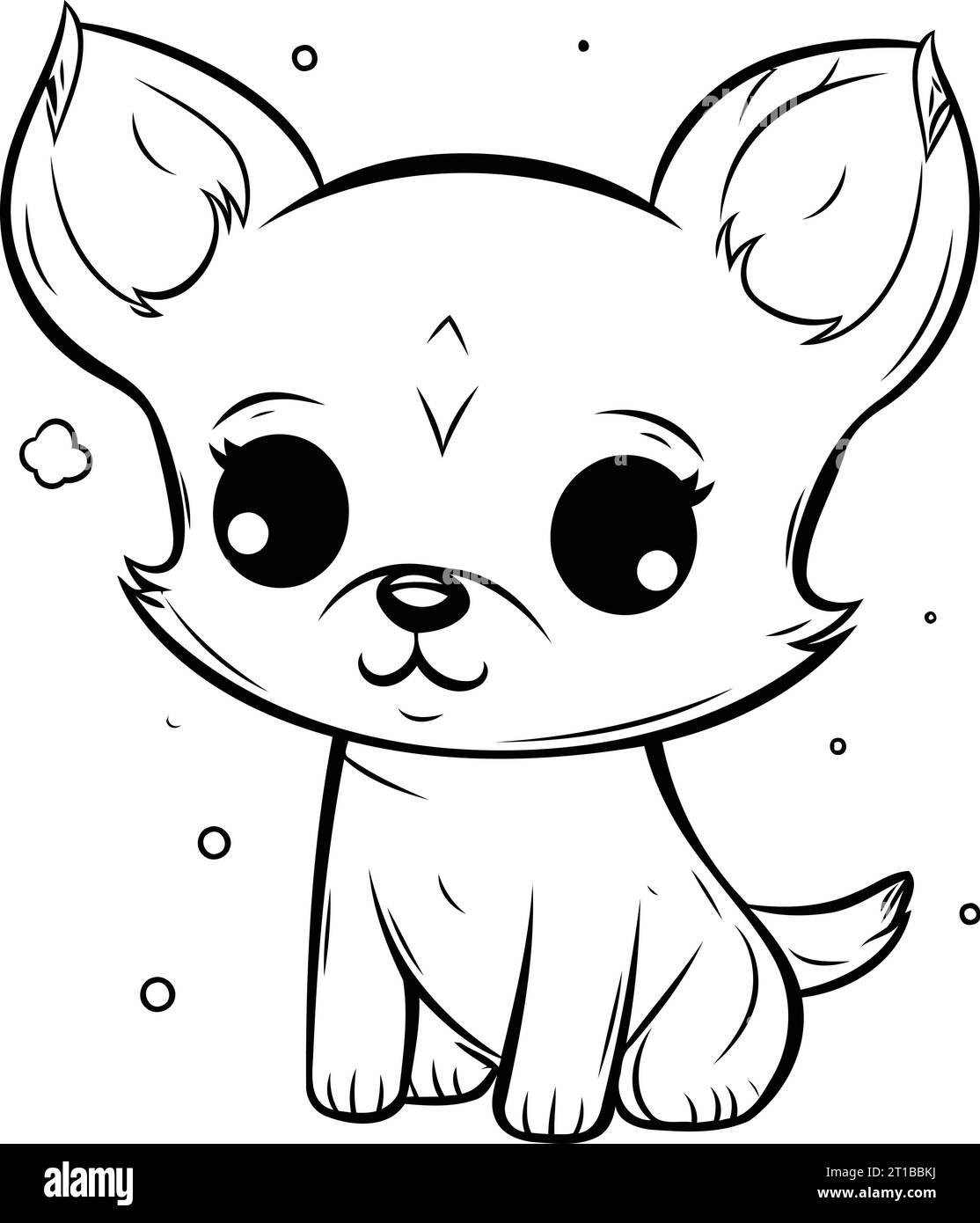 Black and White Cartoon Illustration of Cute Chihuahua Dog Animal