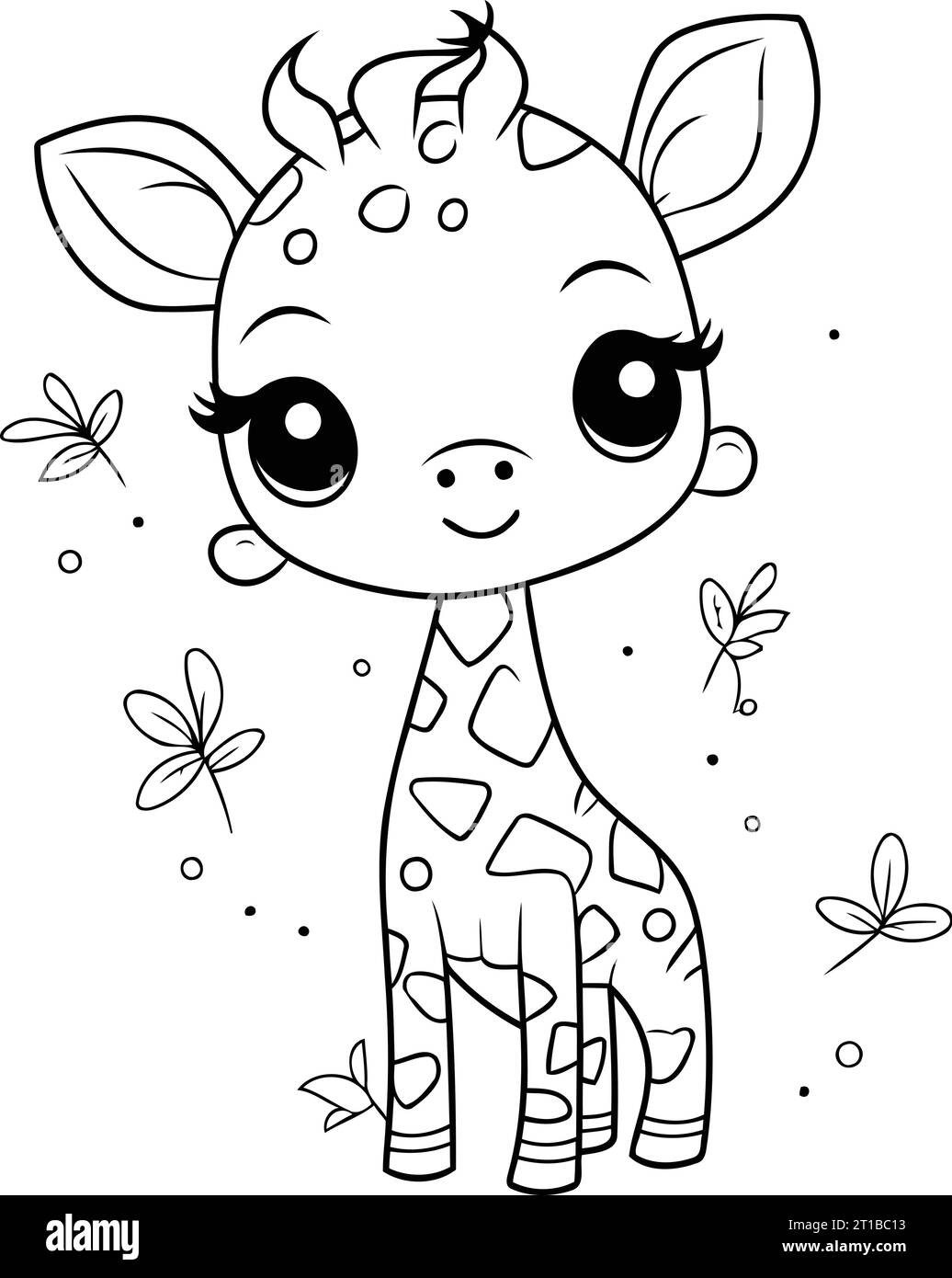 cute little giraffe baby kawaii character vector illustration design Stock Vector