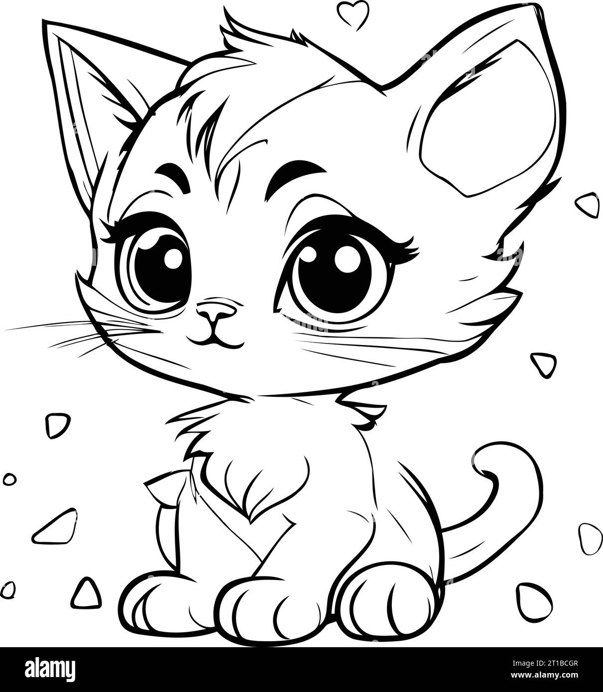Cute little kitten isolated on a white background. Vector illustration ...