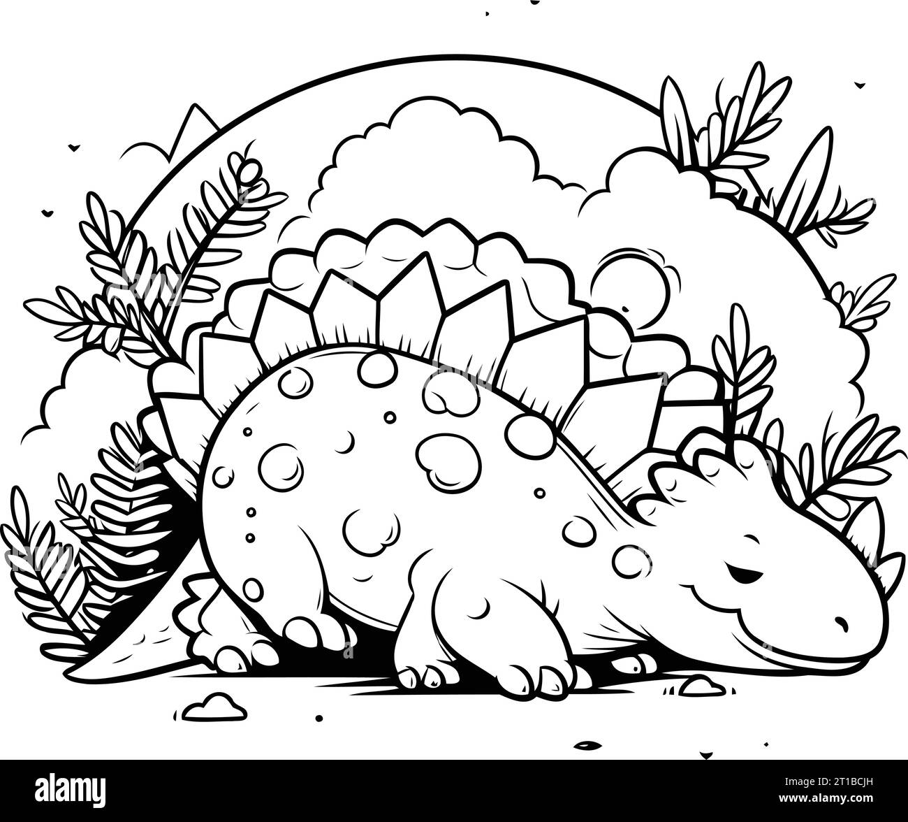 Dinosaur in the forest. Vector illustration for coloring book for ...