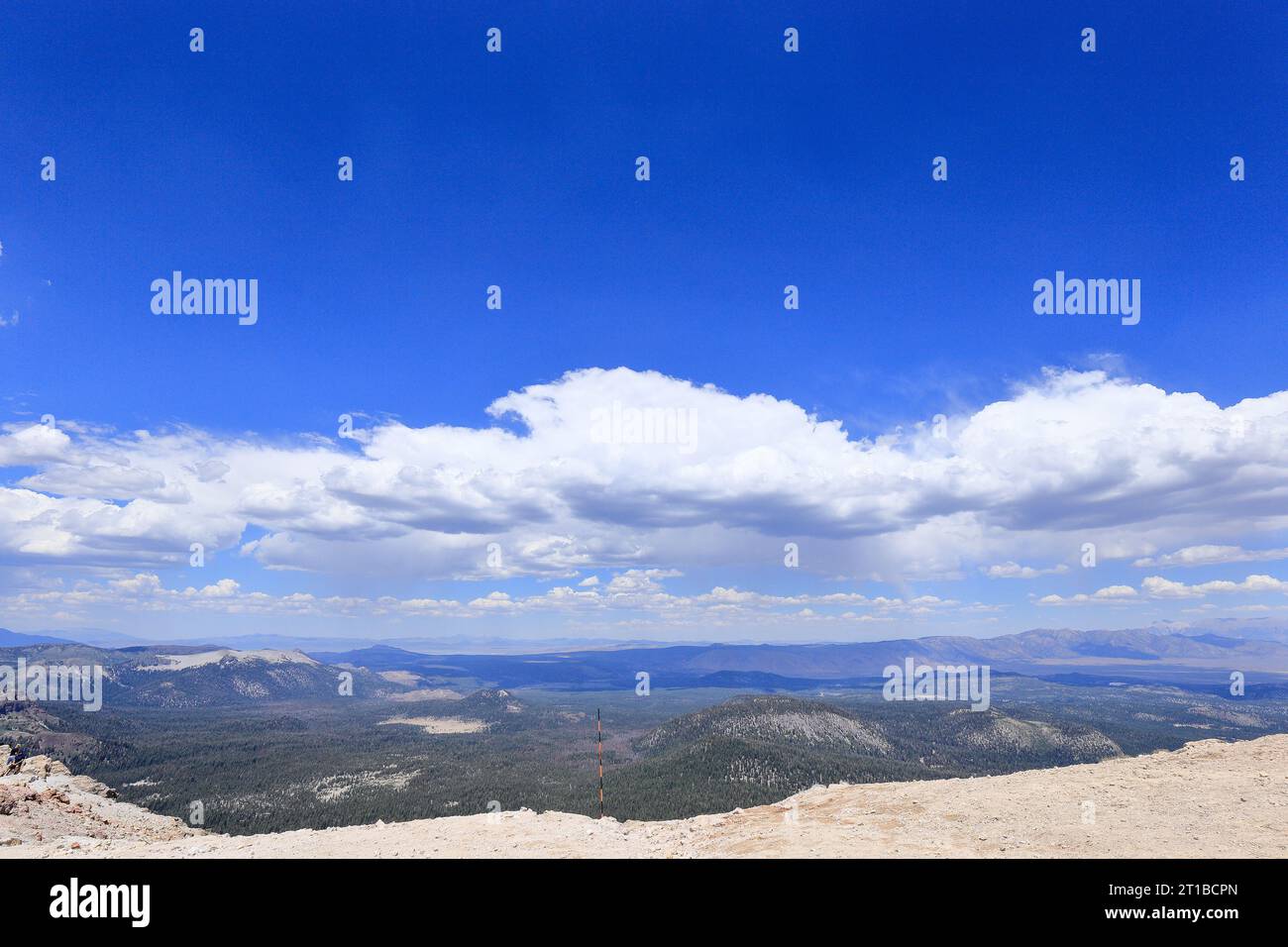A vast view from the top of Mammoth mountain in Mammoth Lakes, California during a summer time. Stock Photo