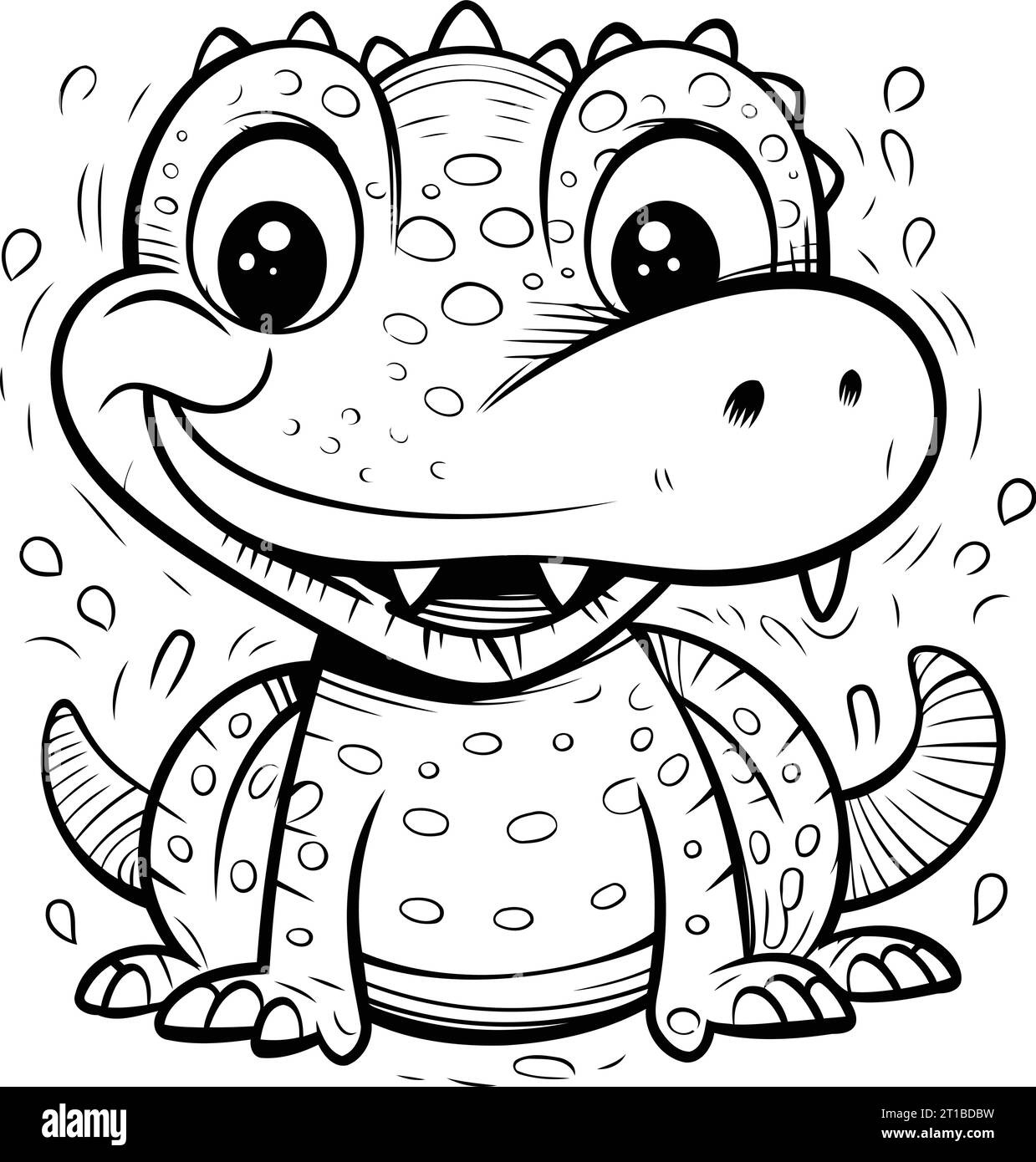 Cute baby crocodile cartoon. Vector illustration for coloring book ...