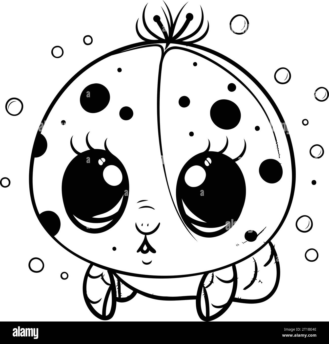 Cute ladybug cartoon. Black and white vector illustration for coloring book Stock Vector Image