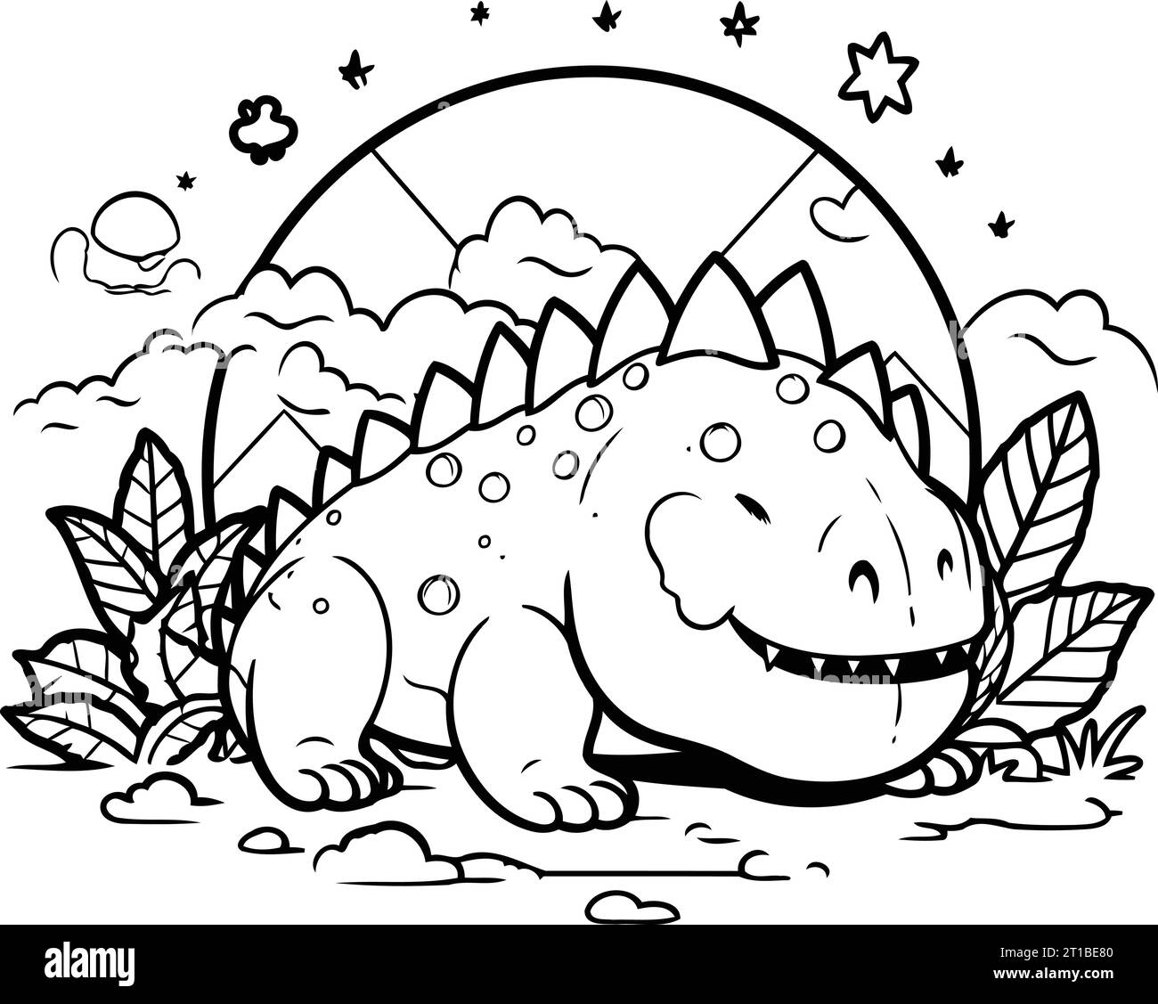 Cute dinosaur. Vector illustration for coloring book. Coloring page