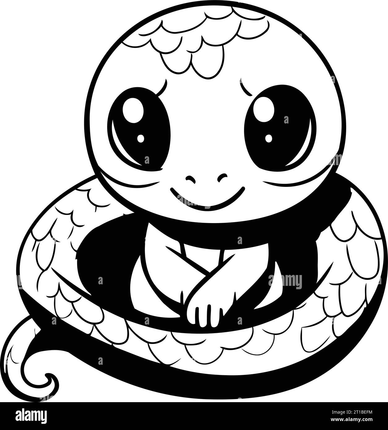 Cute baby snake. Vector illustration for coloring book or page. Stock Vector