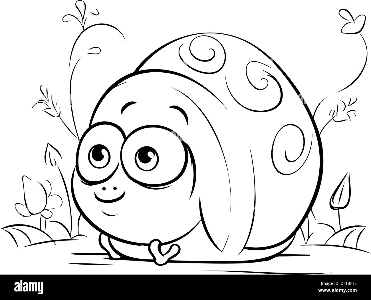 Cute cartoon snail. Vector illustration for coloring book. page Stock