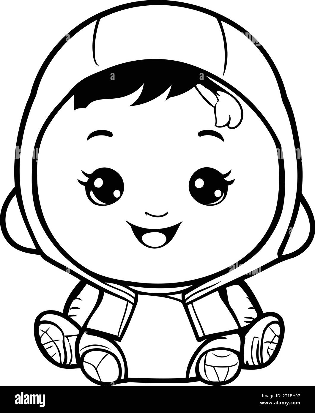 cute little baby boy in astronaut costume cartoon vector illustration
