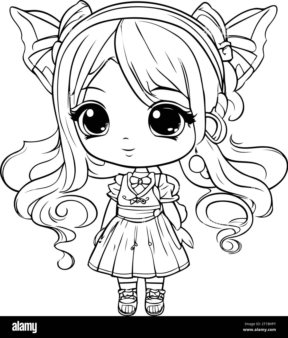 Cute cartoon girl in fairy costume. Vector illustration for coloring ...