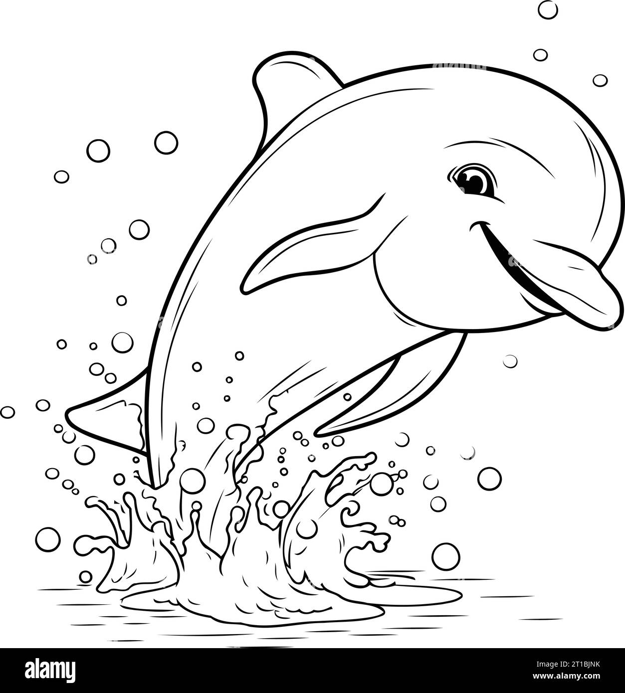 Coloring Page Outline Of a dolphin jumping out of the water Stock Vector Image &amp; Art - Alamy