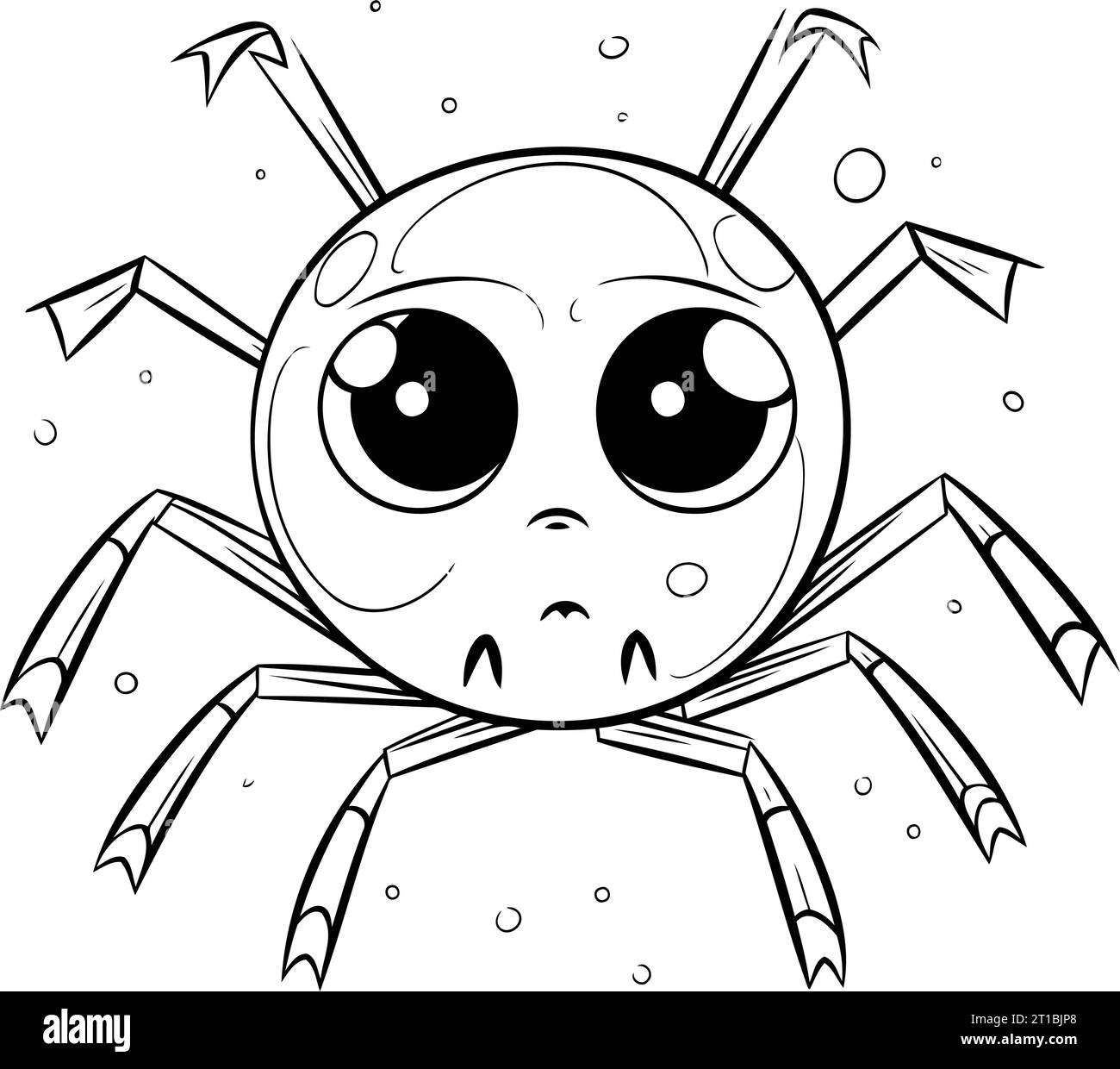 Cute cartoon spider. Black and white vector illustration for coloring